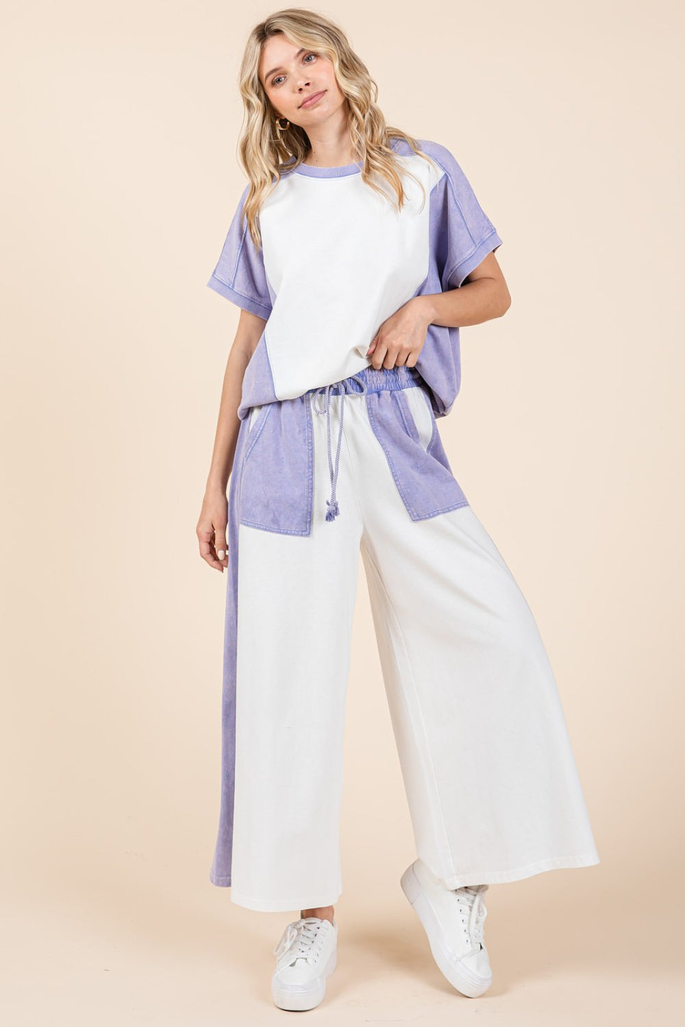 Mittoshop Color Block Wide Leg Pants