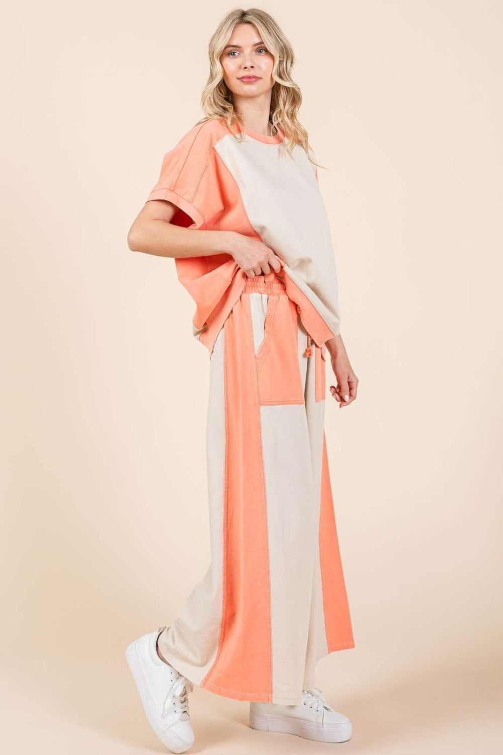 Mittoshop Color Block Wide Leg Pants