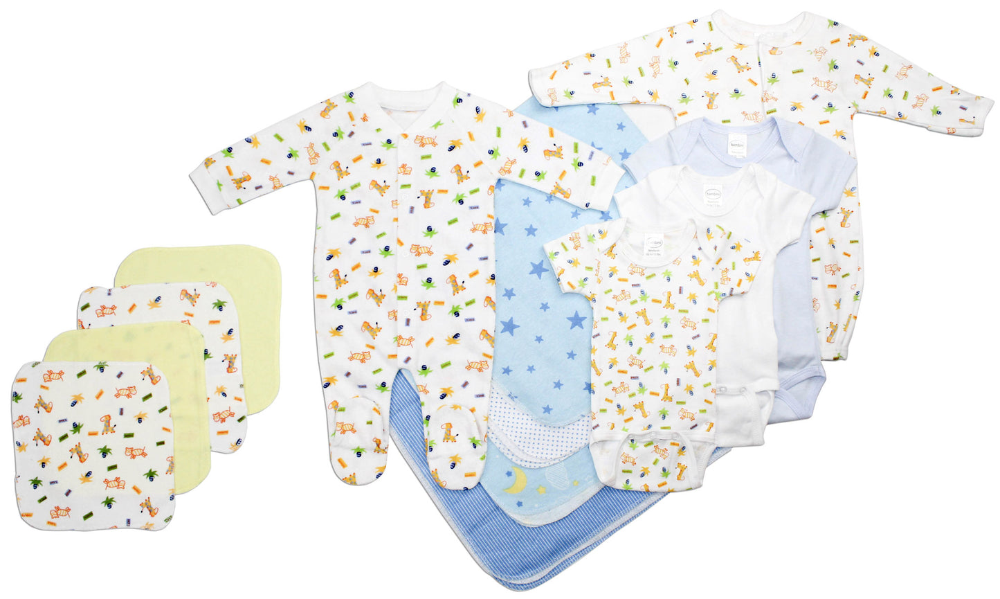 Bambini Boys Pastel Variety Long Sleeve Lap T-Shirts (6 Pack) - 100% Cotton, Snap Button Shoulder Neckline, Comfortable & Breathable