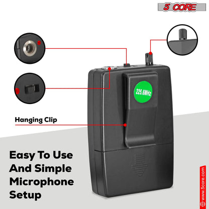 5Core Wireless Microphones w 2 Headset Portable Mini Microfono