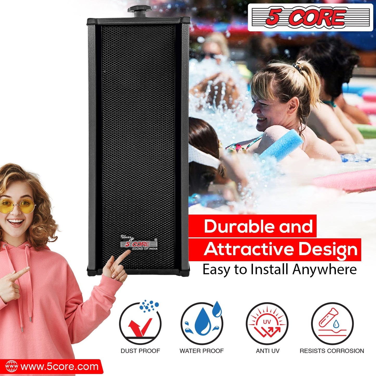 5 Core 4000W PA System Outdoor Indoor Commercial Industrial Grade Pagi