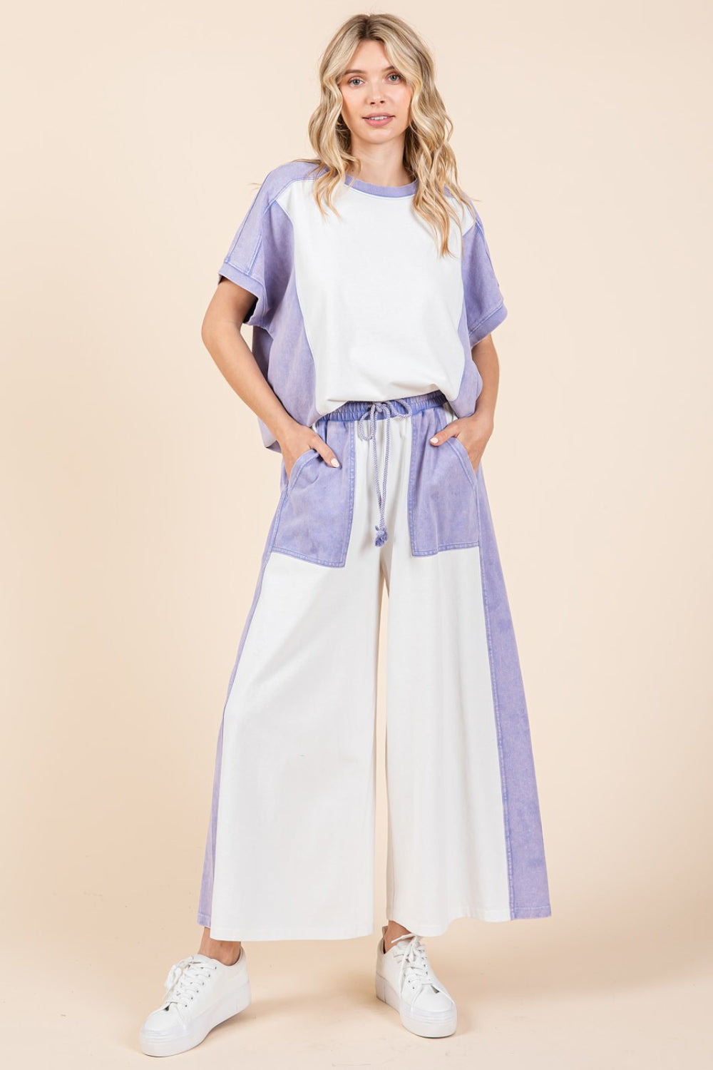 Mittoshop Color Block Wide Leg  Pants