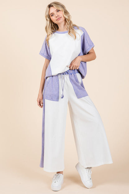 Mittoshop Color Block Wide Leg  Pants