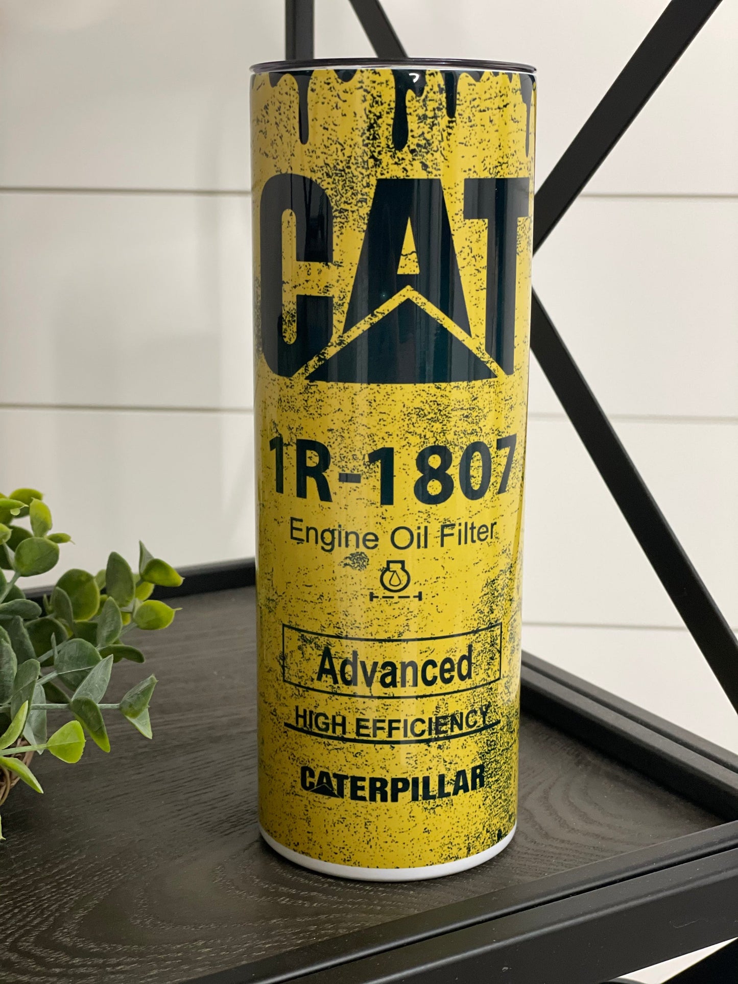 CAT Filter 20oz Skinny Tumbler - Full Wrap Design, Dishwasher Safe, Insulated with Straw