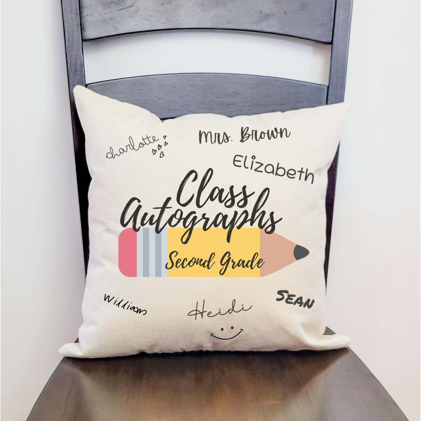 Class Autographs 2nd Grade Pillow Cover