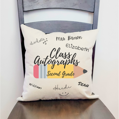 Class Autographs 2nd Grade Pillow Cover