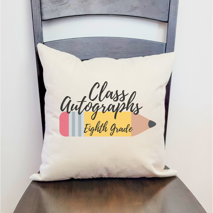 Class Autographs 8th Grade Pillow Cover