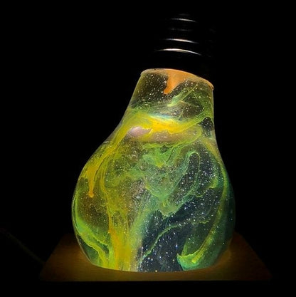 EP Light - Galaxy LED Bulb, Eco-Friendly Resin & Beech Wood, Energy Efficient, 1.5W, Dimmable, Multiple Base Options