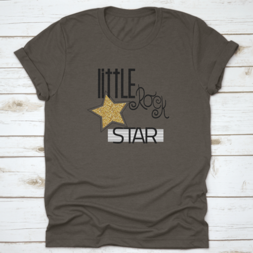 Little Rock Star Fashion Slogan With Gold Glitter Star. Vector Hand