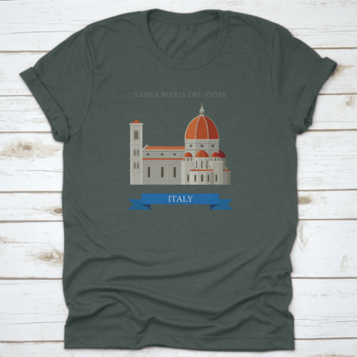 Santa Maria Del Fiore In Florence Italy Flat Cartoon Style Historic
