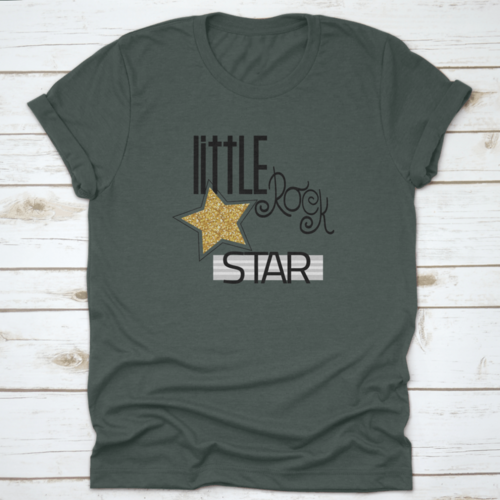 Little Rock Star Fashion Slogan With Gold Glitter Star. Vector Hand