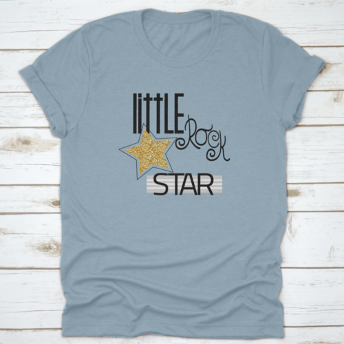 Little Rock Star Fashion Slogan With Gold Glitter Star. Vector Hand