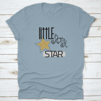 Little Rock Star Fashion Slogan With Gold Glitter Star. Vector Hand
