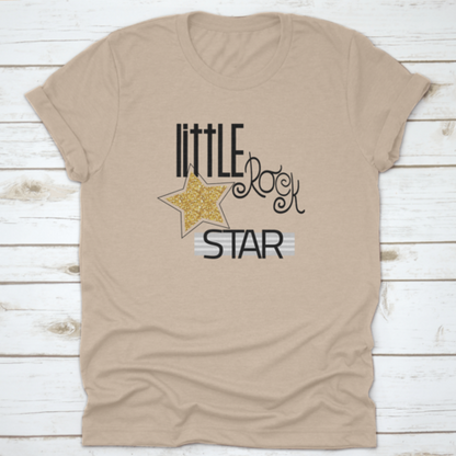 Little Rock Star Fashion Slogan With Gold Glitter Star. Vector Hand
