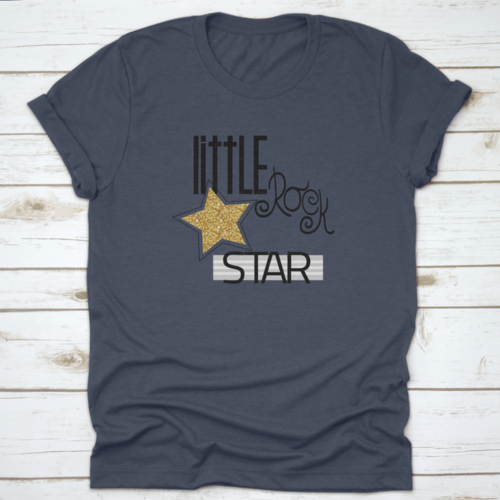 Little Rock Star Fashion Slogan With Gold Glitter Star. Vector Hand
