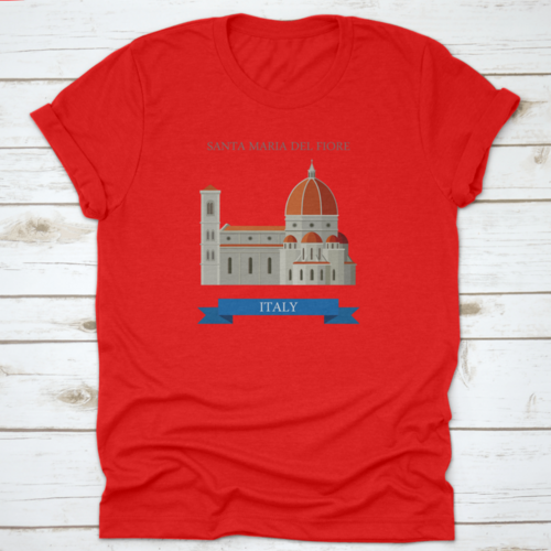 Santa Maria Del Fiore In Florence Italy Flat Cartoon Style Historic