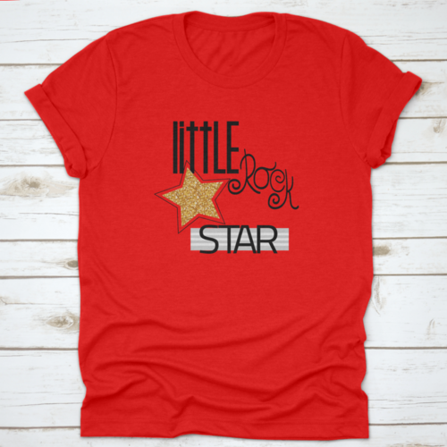 Little Rock Star Fashion Slogan With Gold Glitter Star. Vector Hand