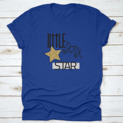 Little Rock Star Fashion Slogan With Gold Glitter Star. Vector Hand