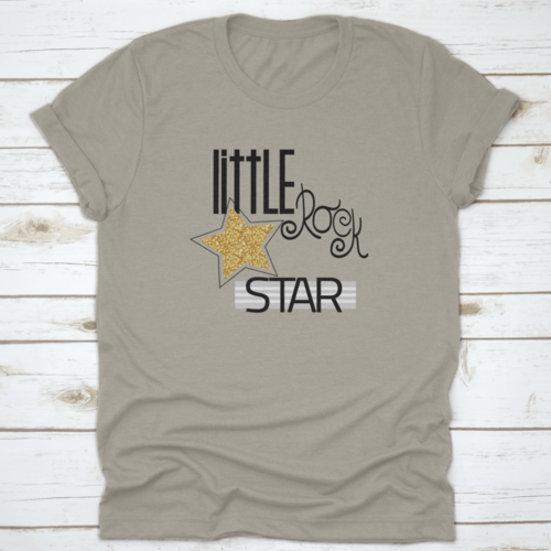 Little Rock Star Fashion Slogan With Gold Glitter Star. Vector Hand