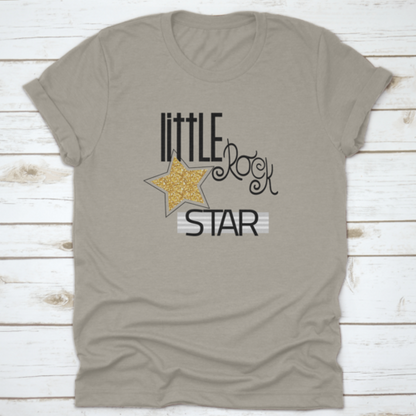 Little Rock Star Fashion Slogan With Gold Glitter Star. Vector Hand