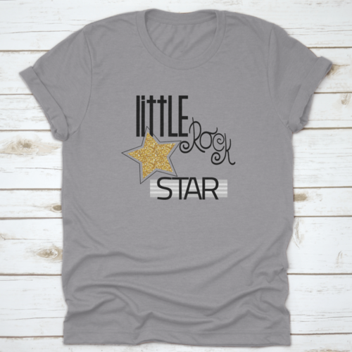 Little Rock Star Fashion Slogan With Gold Glitter Star. Vector Hand