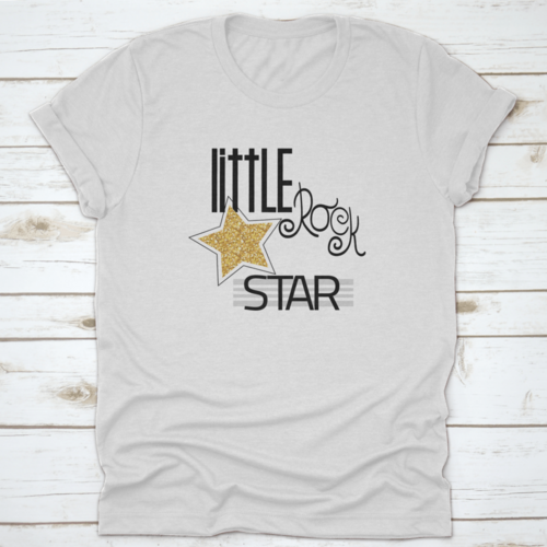 Little Rock Star Fashion Slogan With Gold Glitter Star. Vector Hand