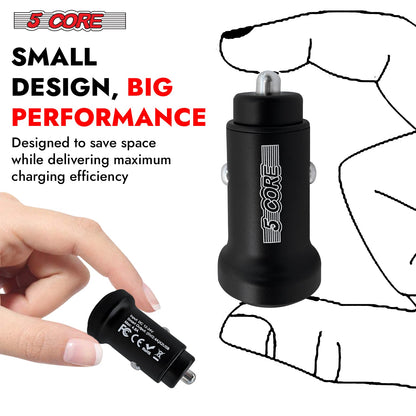 5 Core USB Car Charger Cigarette Lighter Adapter Dual USB Port Adapter