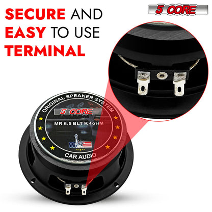 5Core 6.5 Inch Midrange Car Door Speaker 360W Subwoofer w Aluminum