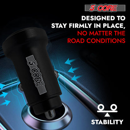 5 Core USB Car Charger Cigarette Lighter Adapter Dual USB Port Adapter