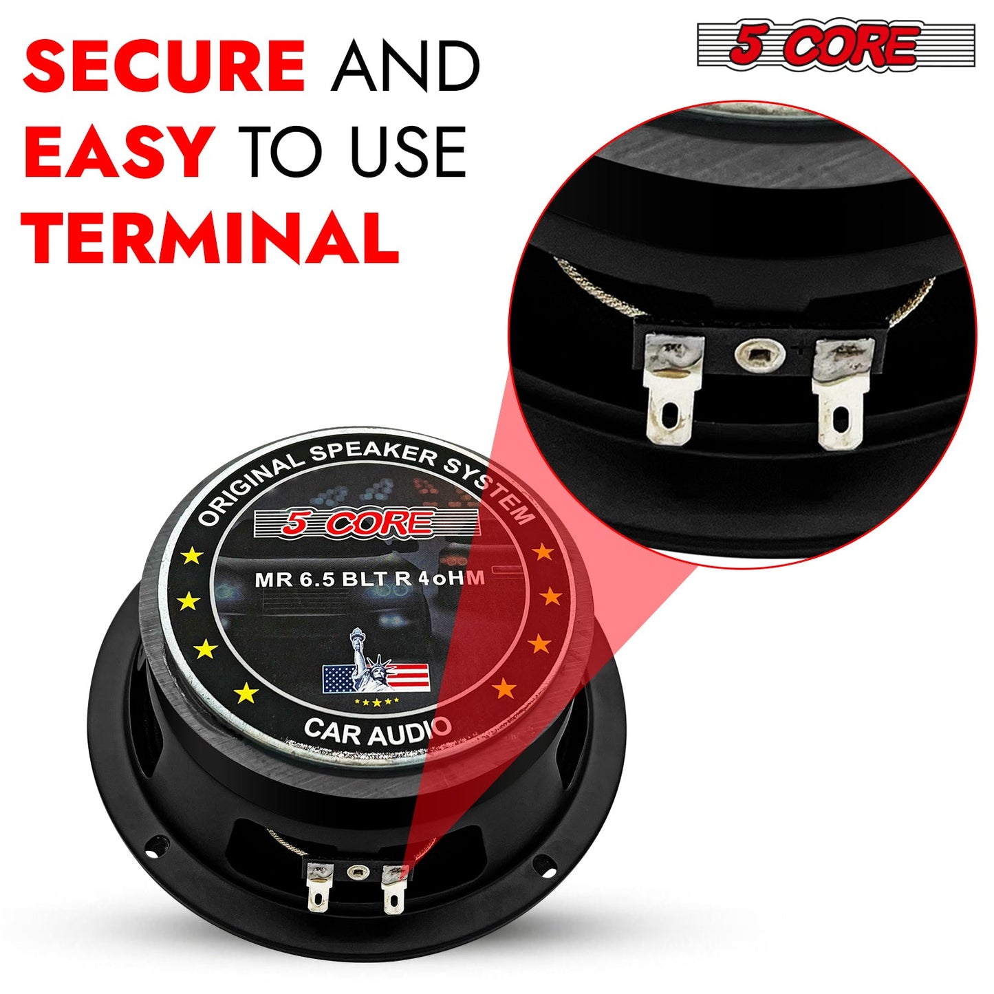 5Core 6.5 Inch Midrange Car Door Speaker 360W Subwoofer w Aluminum