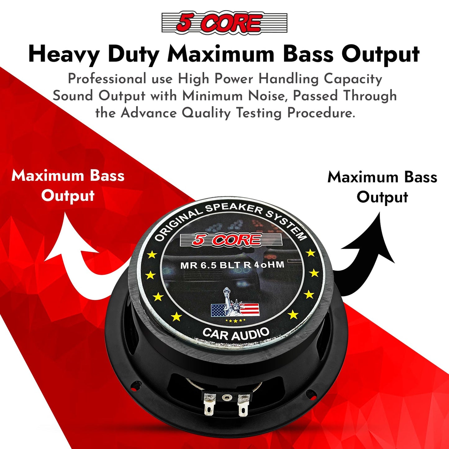 5Core 6.5 Inch Midrange Car Door Speaker 360W Subwoofer w Aluminum