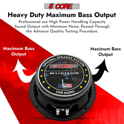 5Core 6.5 Inch Midrange Car Door Speaker 360W Subwoofer w Aluminum