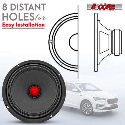 5Core 6.5 Inch Midrange Car Door Speaker 360W Subwoofer w Aluminum