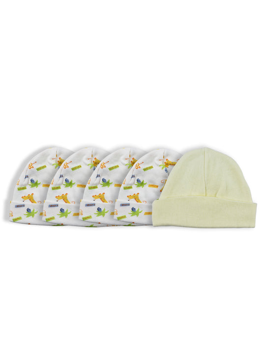 Bambini Baby Cap (Pack of 5) - 100% Cotton Rib Knit Infant Beanie | Soft, Stretchy, Comfortable First Cap