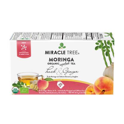 Miracle Tree's Organic Moringa Tea, Peach & Ginger