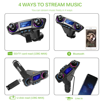 BT06 Car FM Transmitter MP3 Player - Bluetooth 4.0, USB Charging, LED Display, AUX Input/Output