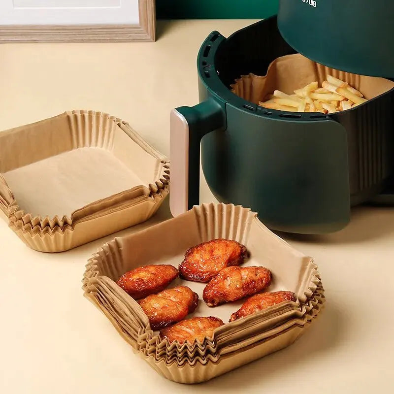 50pcs/set Air Fryer Disposable Paper Parchment Wood Pulp Steamer