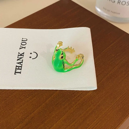 Tree frog ring, green quirky frog ring, niche design, blue frog ring,