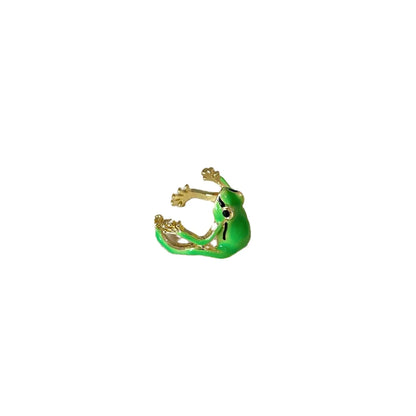 Tree frog ring, green quirky frog ring, niche design, blue frog ring,