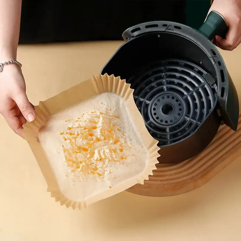 50pcs/set Air Fryer Disposable Paper Parchment Wood Pulp Steamer