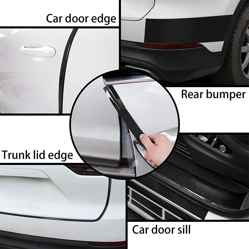 DIY Nano 3D Carbon Fiber Car Sticker Threshold Protection Strip Bumper