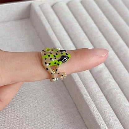Tree frog ring, green quirky frog ring, niche design, blue frog ring,