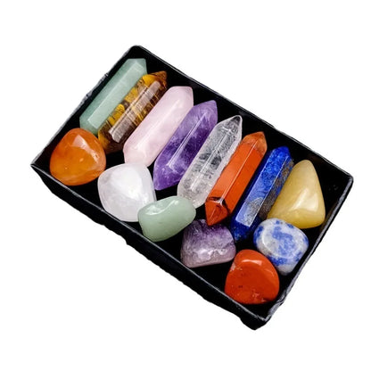 14pcs Pointed Quartz Crystal Chakra Healing Stones And Crystals Set