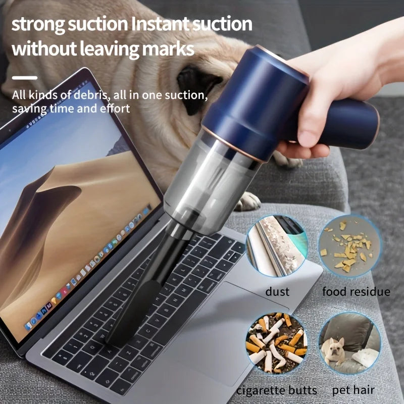 120W Powerful Wireless Car Vacuum Cleaner - Wet & Dry, 8000Pa Suction, 2 x 1800mAh Battery, 42000rpm