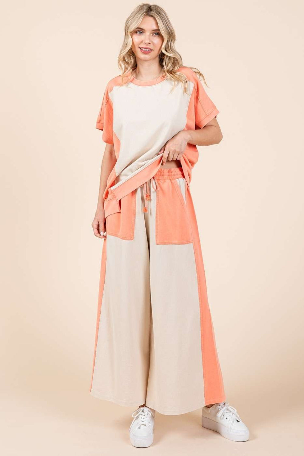 Mittoshop Color Block Wide Leg  Pants