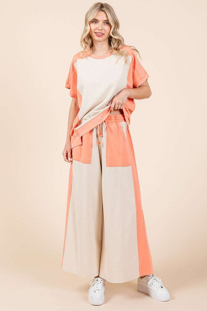 Mittoshop Color Block Wide Leg  Pants