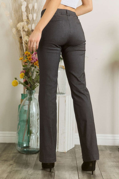 Mittoshop Full Size Solid Color Pants with Pocket Plus Size