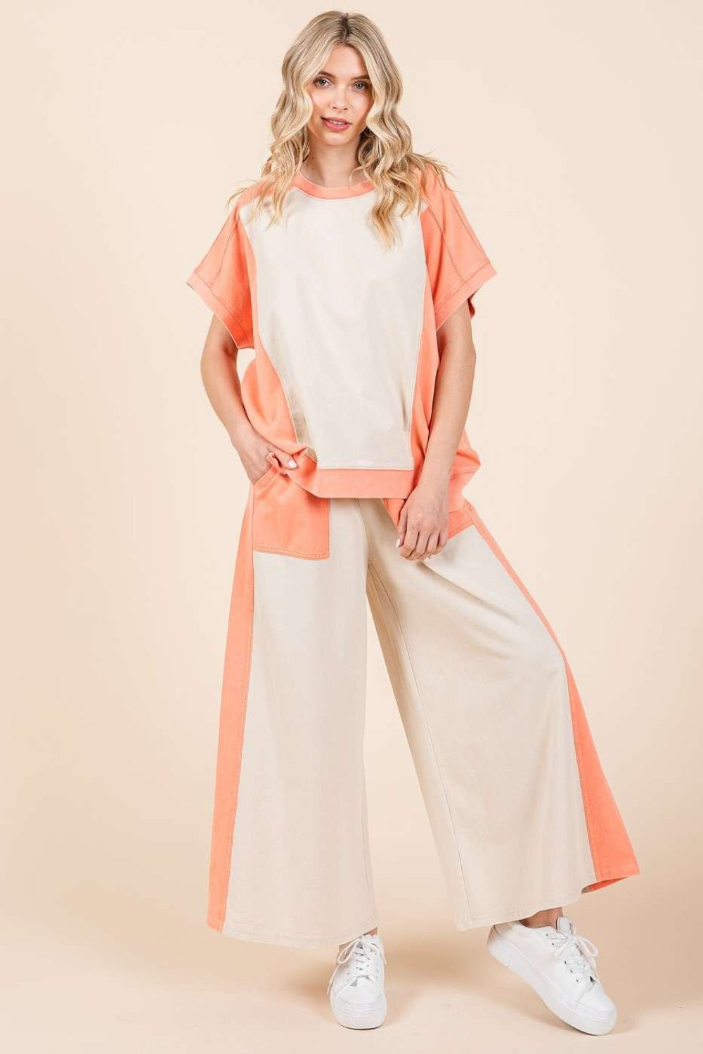 Mittoshop Color Block Wide Leg  Pants