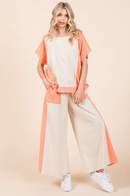 Mittoshop Color Block Wide Leg  Pants
