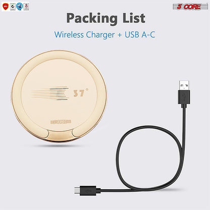 5Core Wireless Phone Charging Pad 15W Qi-Certified Fast Charger Mat Ca